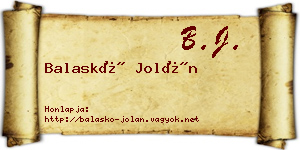 Balaskó Jolán névjegykártya